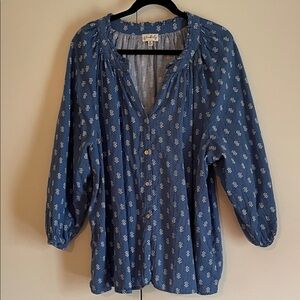 J. Jill Blue Floral Blouse